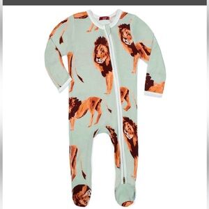 Milkbarn Kids Zipper Footed Pajama Romper Lions